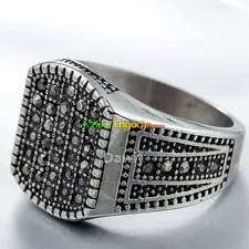   Personalized Retro Diamond Rings Men's Titanium Steel Ring for Men's